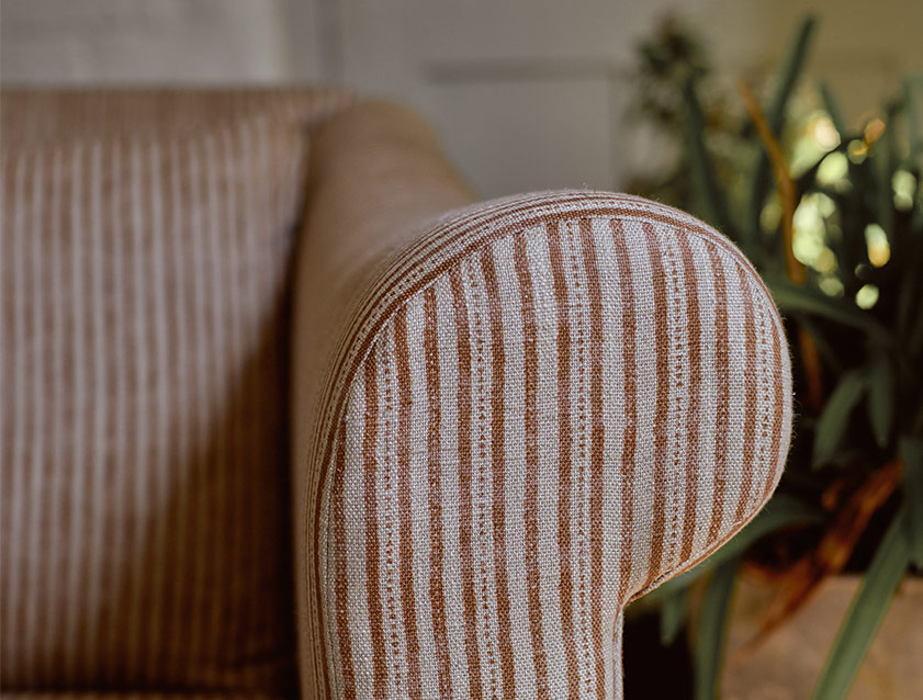 Turnberry 3 Seater Sofa in Sussex Stripe Cinnamon detail